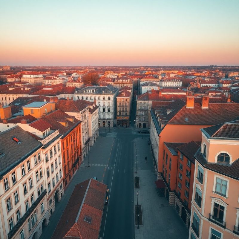 Centrul Timișoarei la apus, vedere aeriană